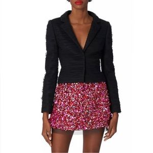 NEW NWT Carolina Herrera Textured Cropped Blazer In Black